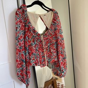 free people floral blouse
